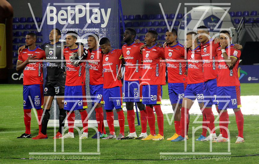 PASTO - COLOMBIA, 15-04-2021: Jugadores de Deportivo Pasto durante partido pospuesto de la fecha 16 entre Deportivo Pasto y Atletico Bucaramanga por la Liga BetPlay DIMAYOR I 2021 jugado en el estadio Departamental Libertad de la ciudad de Pasto. / Players of Deportivo Pasto during a posponed match of the 16th date between Deportivo Pasto and Atletico Bucaramanga for the BetPlay DIMAYOR I 2021 League played at the Departamental Libertad Stadium in Pasto city. / Photo: VizzorImage / Leonardo Castro / Cont.