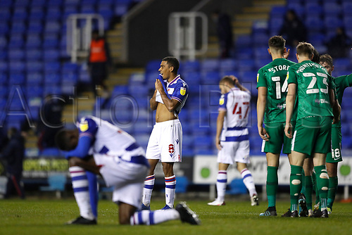 4th November 2020; Madejski Stadium, Reading, Berkshire, England; English Football League Championship Football, Reading versus Preston North End; Andy Rinomhota of Reading looking on in disappointment after the final whistle