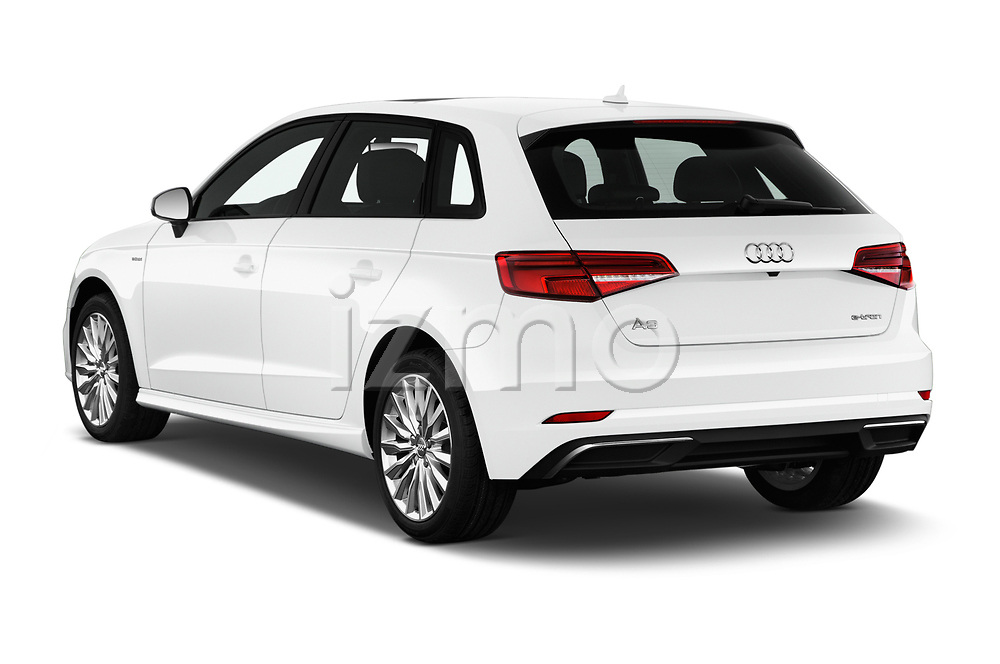 Car pictures of rear three quarter view of 2018 Audi A3 Sportback e tron Premium 5 Door Hatchback angular rear