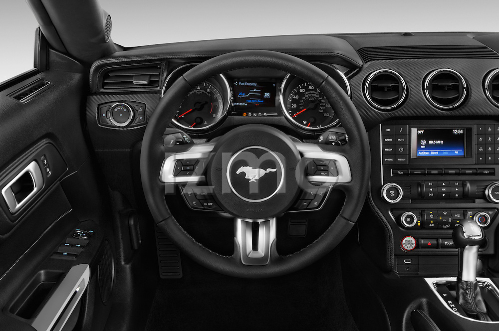 Car pictures of steering wheel view of a 2017 Ford Mustang V6 2 Door Convertible Steering Wheel