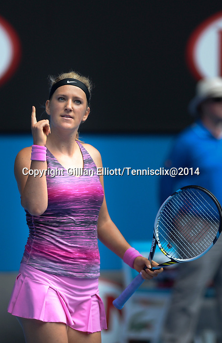 Victoria Azarenka (BLR) defeats Sloane Stephens (USA) 6-3, 6-2 at the Australian Open in Melbourne, Australia on January 20, 2014