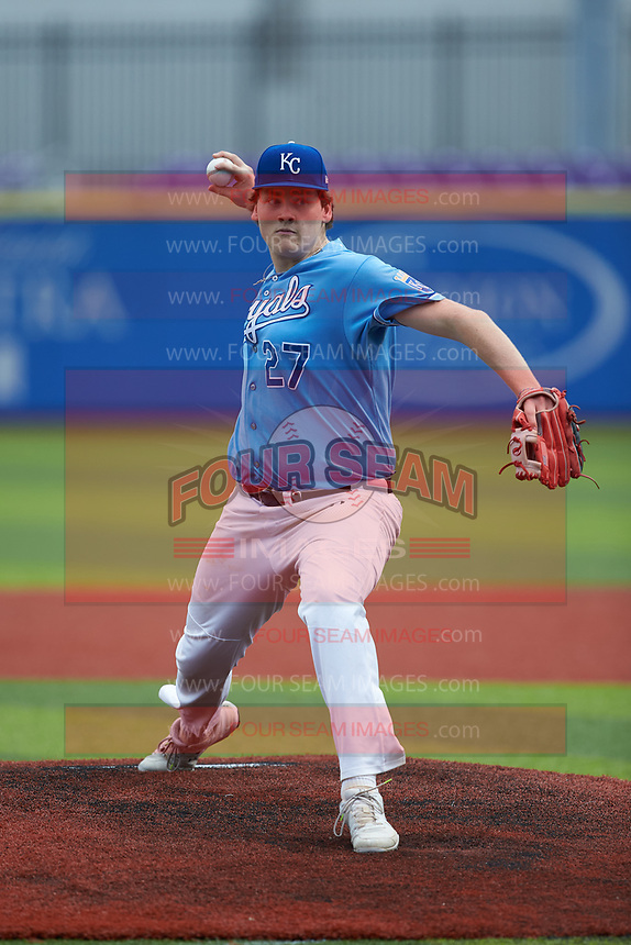 Brody Fowler (27) of Eastside High School (SC) playing for the Kansas City Royals scout team during game six of the South Atlantic Border Battle at Truist Point on September 27, 2020 in High Pont, NC. (Brian Westerholt/Four Seam Images)