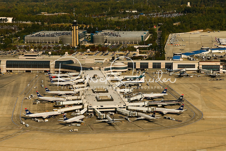 Aerial photo of Charlotte Douglas International Airport runways taken October 2008.