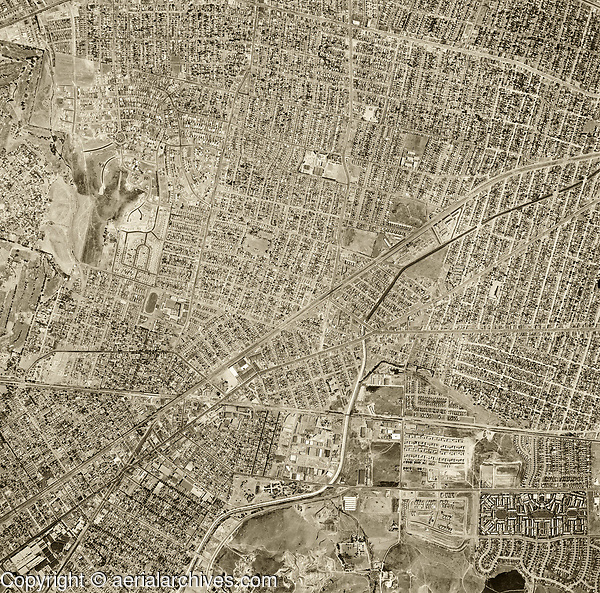 historical aerial photograph Culver City, California, 1948