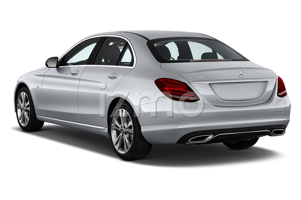 Car pictures of rear three quarter view of a 2018 Mercedes Benz C-Class Sedan C350e Plug-in Hybrid 4 Door Sedan angular rear