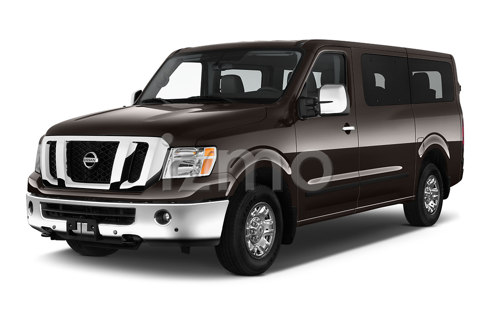 2019 Nissan NV Passenger SL 4 Door Passenger Van angular front stock photos of front three quarter view