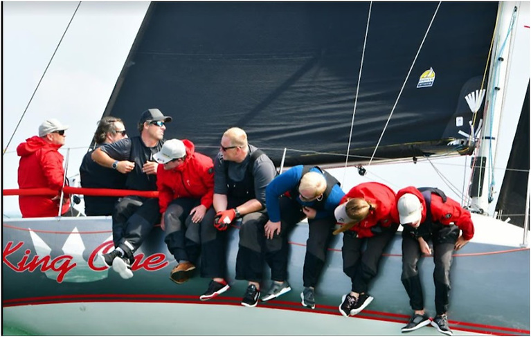 Serious business. Patrick Boardman’s Classic Half Tonner King One (Rush SC) closing in on victory in August’s RORC Half Ton Cup 2022 in the Solent