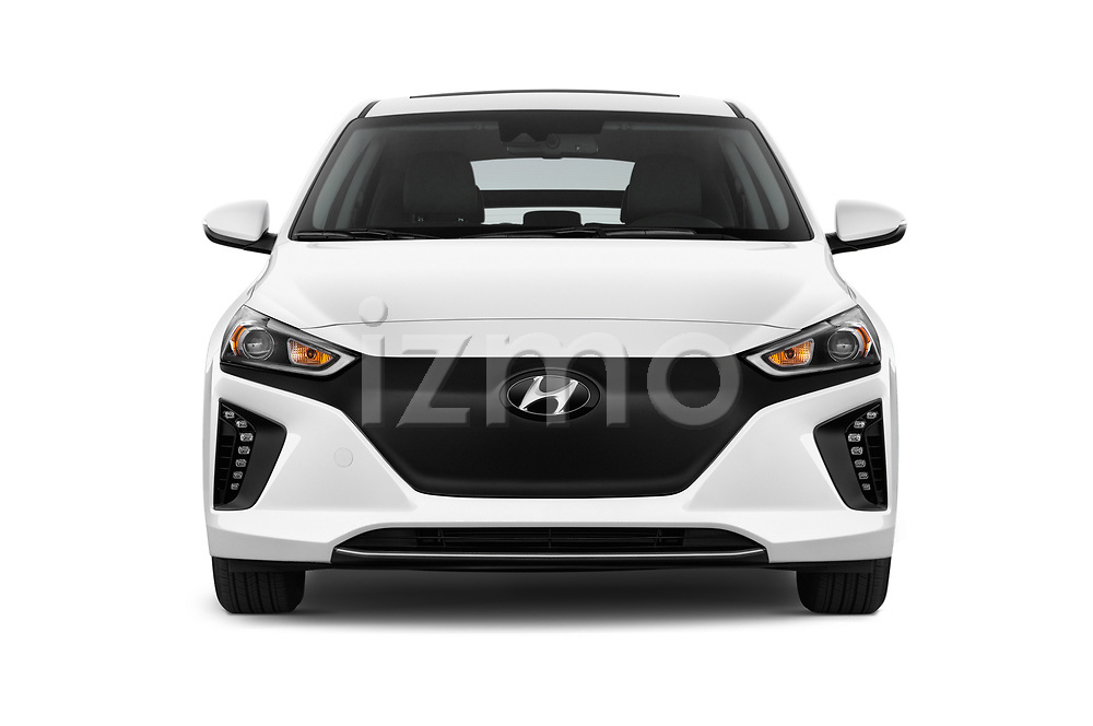 Car photography straight front view of a 2017 Hyundai Ioniq-Electric Electric-Limited 5 Door Hatchback Front View