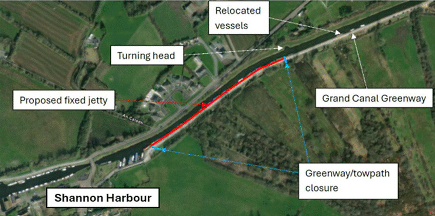 An illustrated map showing the upcoming upgrades for visiting vessels at Shannon Harbour