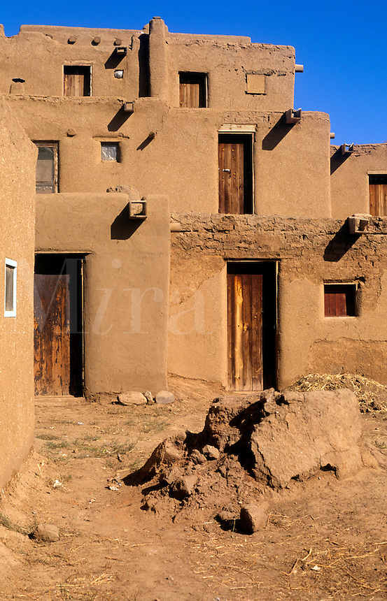 Taos Pueblo circa 1000 and 1450 a.d.. Taso Pueblo is considered to be the oldest continudusly inhabited community in the USA
