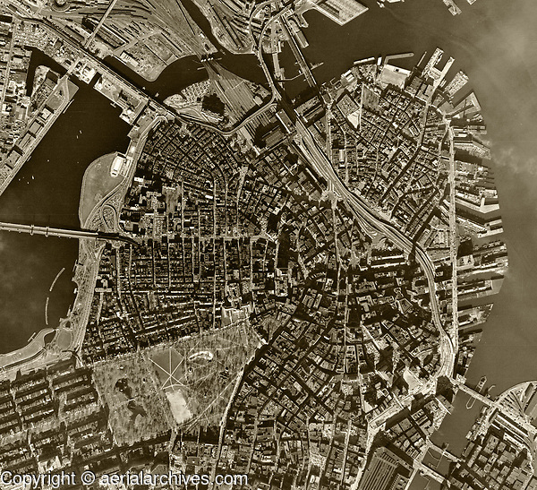 historical aerial photograph Boston, Massachusetts, 1955