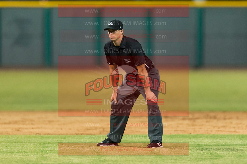 Field umpire Brandon Dinslage during an Arizona League game between the AZL Padres 1 and the AZL Cubs 1 at Sloan Park on July 5, 2018 in Mesa, Arizona. The AZL Cubs 1 defeated the AZL Padres 1 3-1. (Zachary Lucy/Four Seam Images)