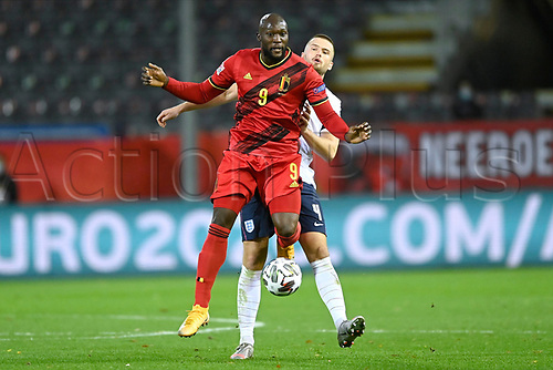 15th November 2020; Leuven, Belgium; Romelu Lukaku forward of Belgium battle for the ball with Eric Dier defender of England during the UEFA Nations League match group stage final tournament - League A - Group 2 between Belgium and England