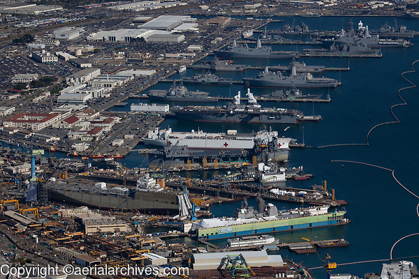 aerial photograph of Naval Base San Diego, National City, California