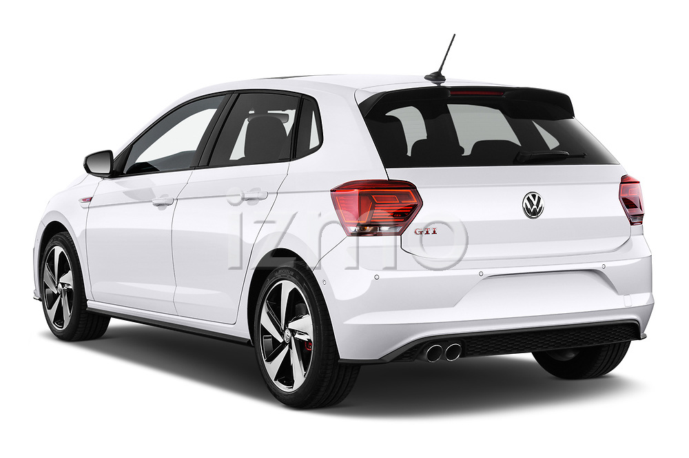 Car pictures of rear three quarter view of a 2018 Volkswagen Polo GTI 5 Door Hatchback angular rear