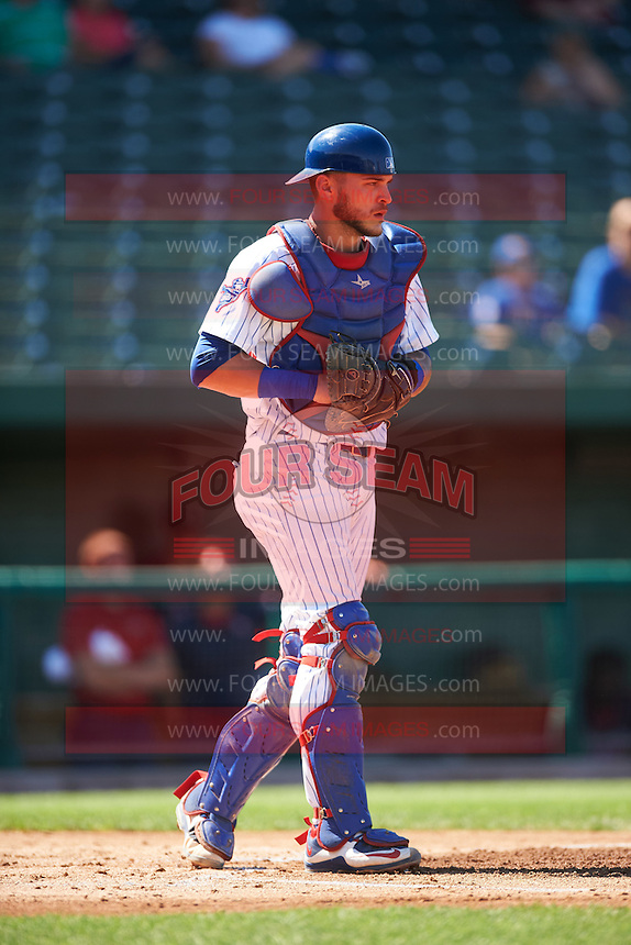 South Bend Cubs catcher Tyler Alamo (22) during the second game of a doubleheader against the Peoria Chiefs on July 25, 2016 at Four Winds Field in South Bend, Indiana. South Bend defeated Peoria 9-2. (Mike Janes/Four Seam Images)