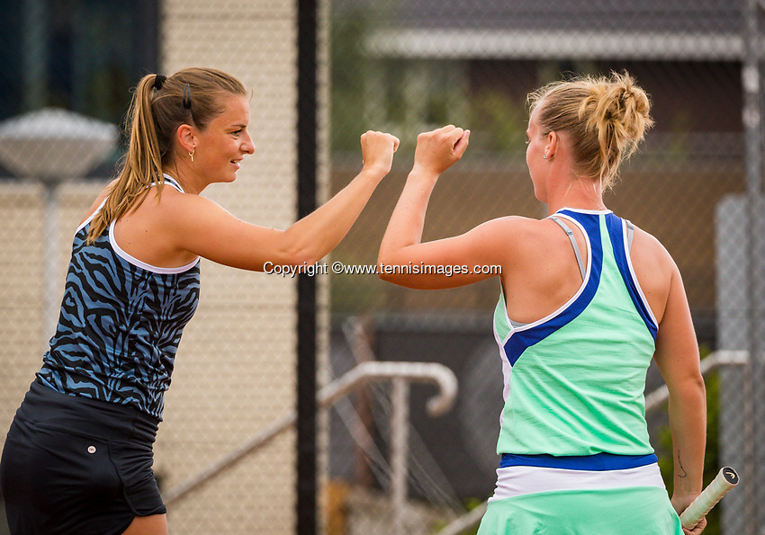 Amstelveen, Netherlands, 1 August 2020, NTC, National Tennis Center, National Tennis Championships, Women’s double final: Quirine Lemoine (NED) (L) and Richel Hogenkamp (NED)<br />
Photo: Henk Koster/tennisimages.com