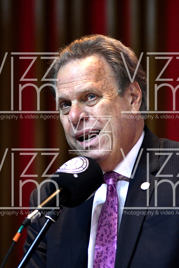 BOGOTÁ-COLOMBIA, 07-02-2019: Ramón Jesurúm, Presidente Federación Colombiana de Fútbol, durante rueda de prensa y presentación del nuevo técnico, en la Sede Deportiva de la Federación Colombiana de Fútbol en Bogotá. / Ramon Jesurum President of the Colombian Football Federation, during a press conference and presentation of the new coach, at the Sports Venue of the Colombian Football Federation in Bogotá. Photo: VizzorImage / Luis Ramírez / Staff.