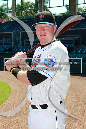 New York Mets minor league catcher Blake Forsythe (3) during a game vs. the Minnesota Twins in an Instructional League game at City of Palms Park in Fort Myers, Florida; October 4, 2010. Photo By Mike Janes/Four Seam Images