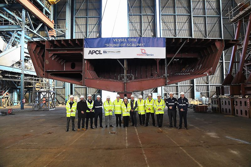 The keel-laying ceremony of the newbuild ferry for Scottish operator Western Ferries took place at the Merseyside shipyard, Cammell Laird. The ferry is named the Sound of Scalpay. 