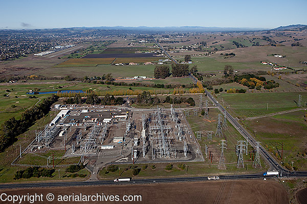 aerial photograph Pacific Gas & Electric substation Petaluma, Sonoma county, California