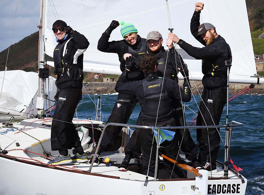 World champions: Cillian Dickson’s Irish Headcase crew celebrate sealing the J/24 World Championship with a composed 2-1 to keep Ireland on top after a tense title shoot-out.