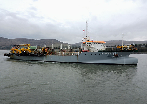 The suction dredger Charnock returns to Warrenpoint from emptying its load in the open sea at Dundalk Bay