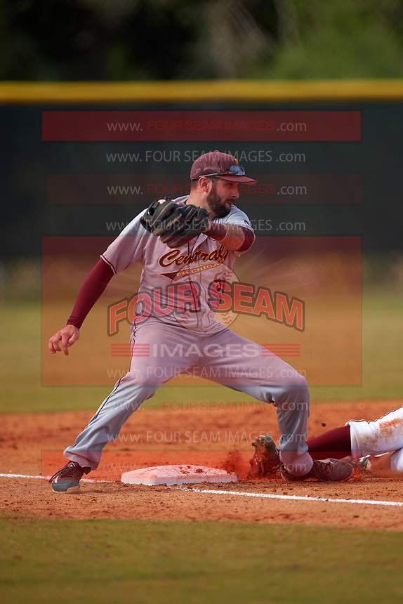 Central Michigan Chippewas third baseman Morgan Oliver (5) during a game against the Boston College Eagles on March 8, 2016 at North Charlotte Regional Park in Port Charlotte, Florida. Boston College defeated Central Michigan 9-3. (Mike Janes/Four Seam Images)