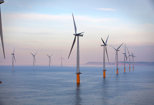 An example of an offshore wind farm at Teeside on England’s North Sea coast