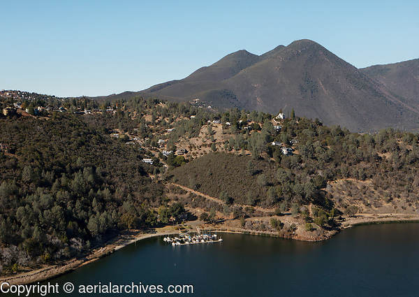 aerial photograph of Riviera Marina, Kelseyville, Lake County, California, Mount Konocti in the background