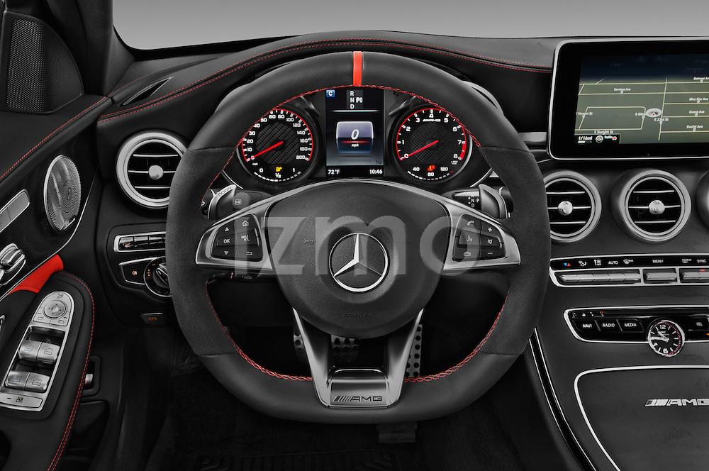 Car pictures of steering wheel view of a 2016 Mercedes Benz C-Class AMG-C63-S 4 Door Sedan Steering Wheel
