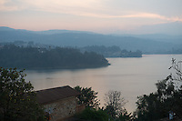 Africa, DRC, Democratic Republic of the Congo. Women for Women project. View of Lake Kivu from Hotel Elilia.