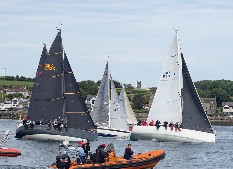 Close quarters in the Bar Buoy Race at the mouth of Strangford Lough 