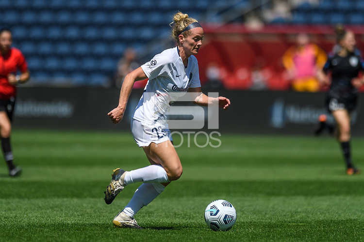 BRIDGEVIEW, IL - JUNE 5: Kristen Hamilton #23 of the North Carolina Courage dribbles the ball during a game between North Carolina Courage and Chicago Red Stars at SeatGeek Stadium on June 5, 2021 in Bridgeview, Illinois.