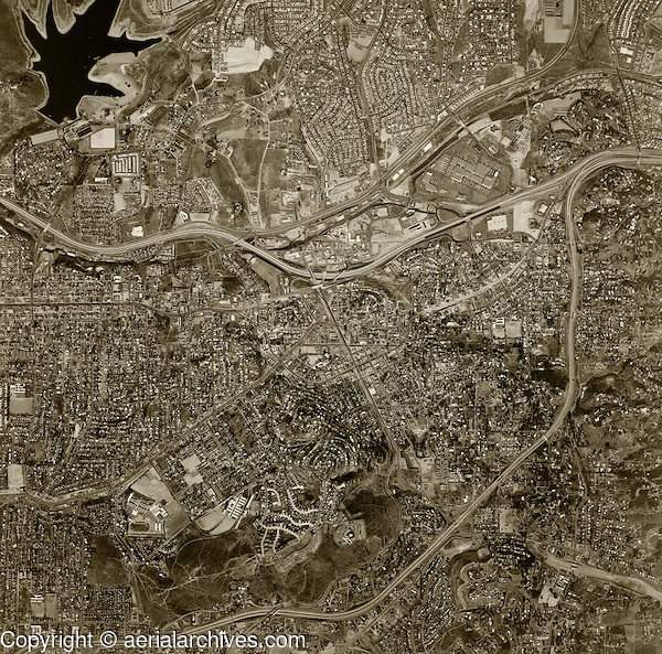 historical aerial photograph La Mesa, San Diego county, California, 1966