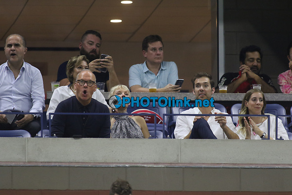Micael Keaton Marni Turner and son Sean Douglas wife Rachel Barton<br />
At Tennis US Open 9-4-2018<br />
Photo by John Barrett/PHOTOlink.net
