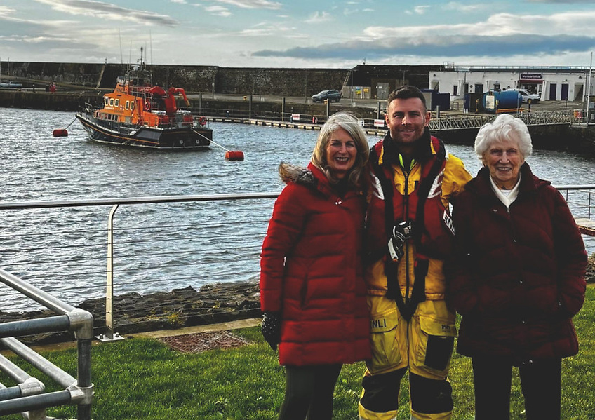 From left: Jan McCrudden; her son; Portrush RNLI lifeboat volunteer Roo McCrudden; and Roo’s granny Pat Torbitt