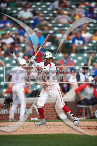 Heliot Ramos (21) of San Juan, Puerto Rico during the Under Armour All-American Game presented by Baseball Factory on July 23, 2016 at Wrigley Field in Chicago, Illinois. (Mike Janes/Four Seam Images)