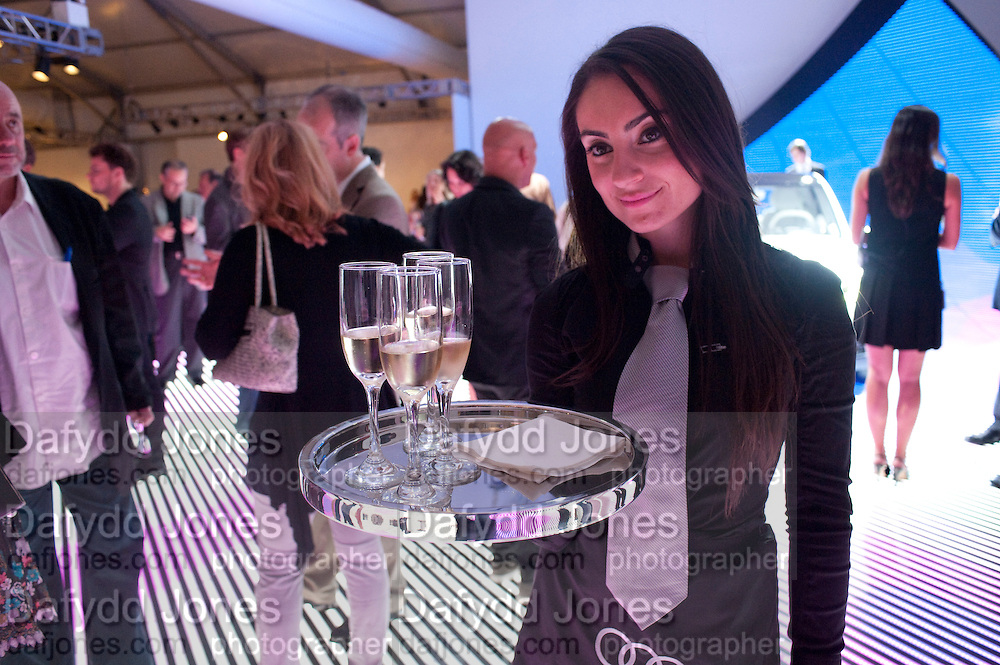 Small portions of champagne on the Mercedes stand, Opening of the Design Fair. Miami Art Basel 2011, Miami Beach. 29 November 2011.
