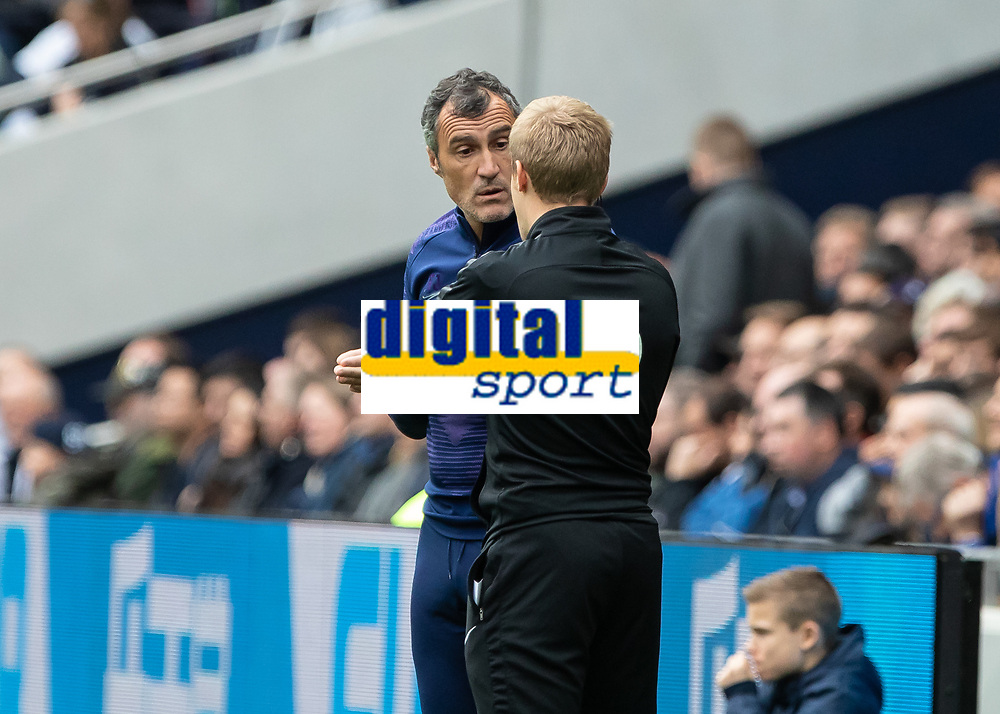Football - 2019 / 2020 Premier League - Tottenham Hotspur vs. Watford<br />
<br />
The Spurs assistant manager complains to the fourth official about Watfords time wasting at The Tottenham Hotspur Stadium.<br />
<br />
COLORSPORT/DANIEL BEARHAM