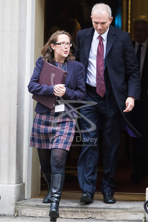 Downing Street, London, November 15th 2016. Lord Privy Seal and Leader of the House of Lords Baroness Natalie Evans and Leader of the House of Commons David Lidington leaves Downing Street following the weekly cabinet meeting.