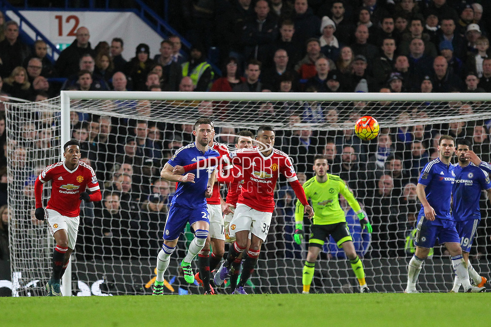Jesse Lingard of Manchester United controls the ball during the Barclays Premier League match between Chelsea and Manchester United at Stamford Bridge, London, England on 7 February 2016. Photo by Phil Duncan.