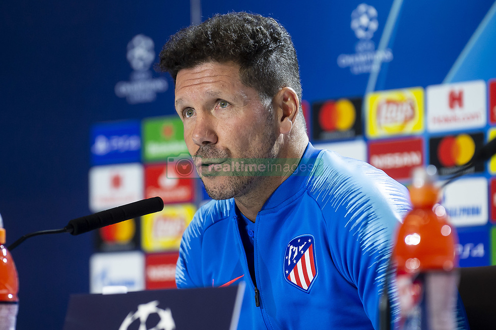 October 2, 2018 - Madrid, Spain - Atletico de Madrid coach Diego Pablo Simeone during press conference the day before Group Stage UEFA Champions League match between Atletico de Madrid and Club Brujas at Wanda Metropolitano Stadium in Madrid, Spain. October, 2018. (Credit Image: © Coolmedia/NurPhoto/ZUMA Press)