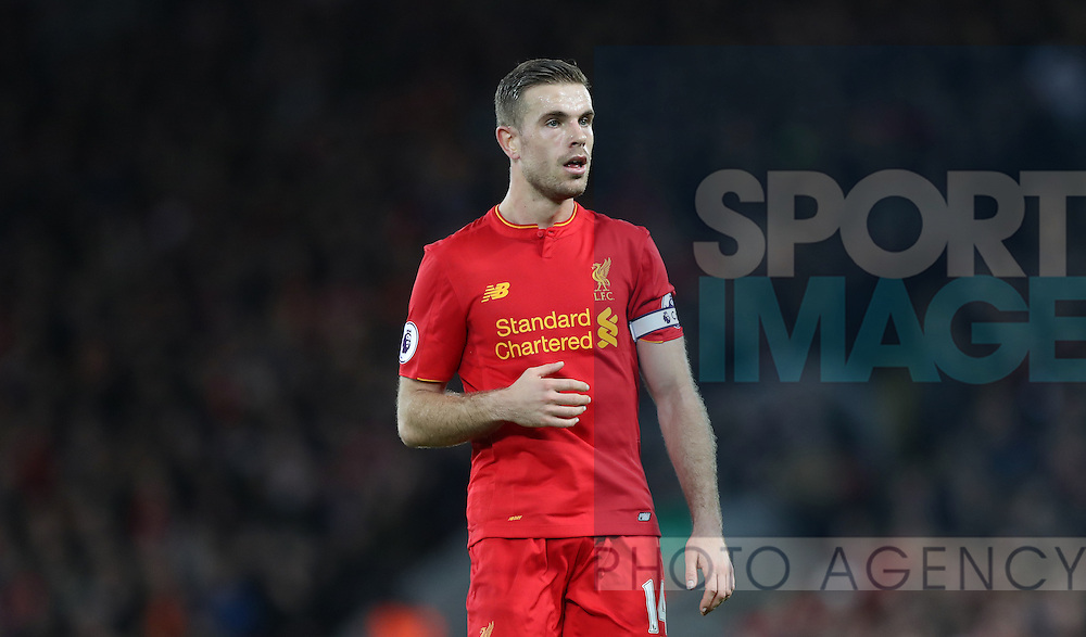 Jordan Henderson of Liverpool of Liverpool during the Premier League match at Anfield Stadium, Liverpool. Picture date: December 11th, 2016.Photo credit should read: Lynne Cameron/Sportimage