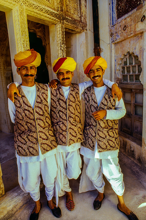 Rajasthani men in turbans, Mehrangarh Fort, Jodhpur, Rajasthan, India