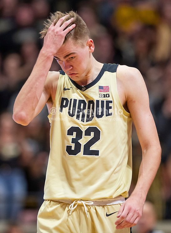 WEST LAFAYETTE, IN - DECEMBER 06: Matt Haarms #32 of the Purdue Boilermakers is seen during the game against the Maryland Terrapins at Mackey Arena on December 6, 2018 in West Lafayette, Indiana. (Photo by Michael Hickey/Getty Images) *** Local Caption *** Matt Haarms