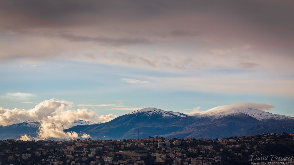 Late evening clouds caress the mountains North of Cagnes-sur-Mer.