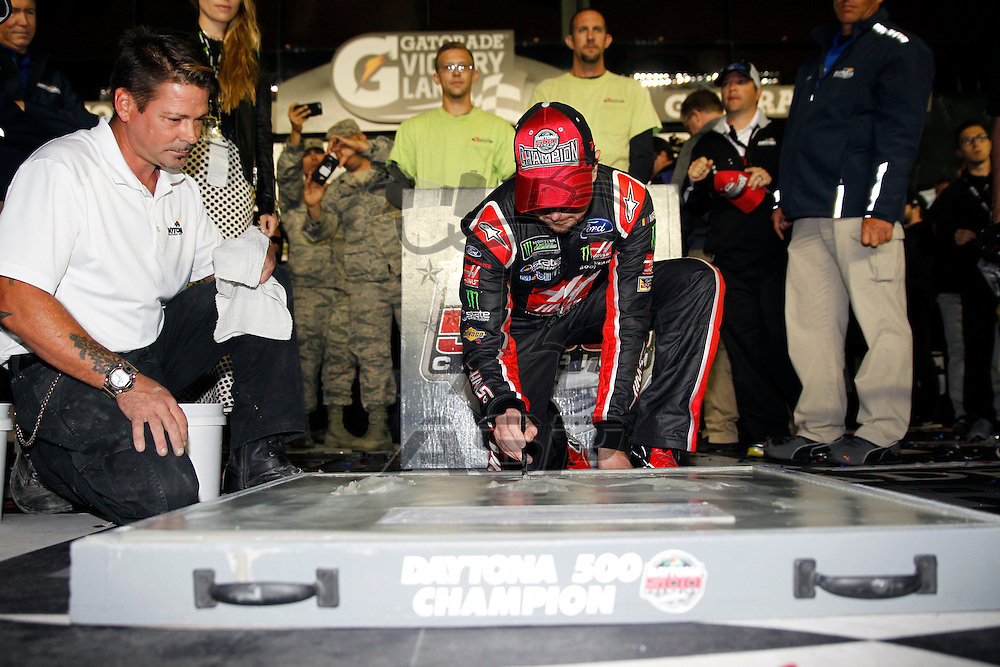 February 26, 2017 - Daytona Beach, Florida, USA: Kurt Busch (41) celebrates in victory lane after winning the Daytona 500 at Daytona International Speedway in Daytona Beach, Florida.
