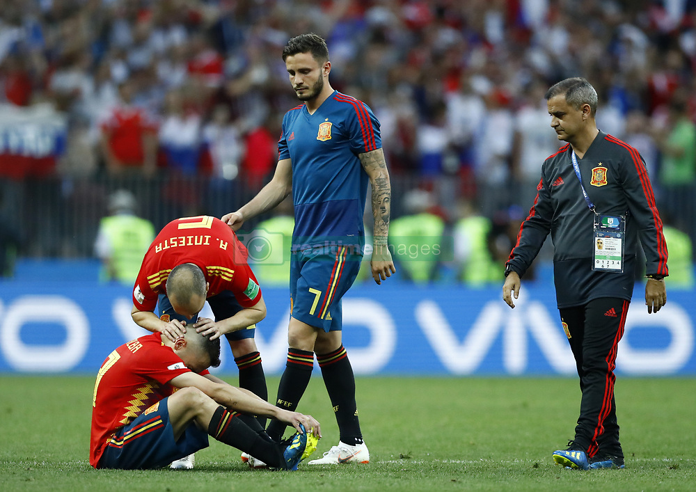 July 1, 2018 - Moscow, Russia - Round of 16 Russia v Spain - FIFA World Cup Russia 2018.Inuits and Jordi Alba (Spain) disappointment during the penalties at Luzhniki Stadium in Moscow, Russia on July 1, 2018. (Credit Image: © Matteo Ciambelli/NurPhoto via ZUMA Press)
