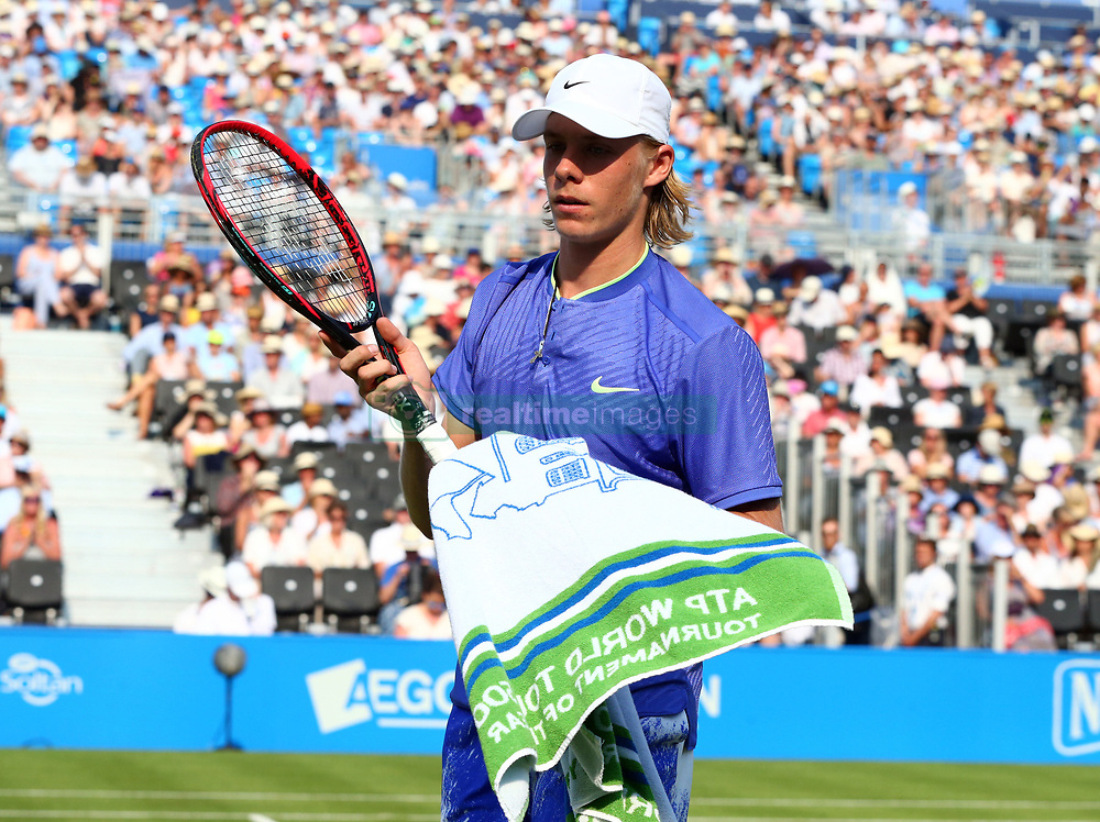 June 19, 2017 - London, United Kingdom - Denis Shapovalov (CAN) agoinst Kyle Edmund GBR) during Round One match on the first day of the ATP Aegon Championships at the Queen's Club in west London on June 19, 2017 (Credit Image: © Kieran Galvin/NurPhoto via ZUMA Press)